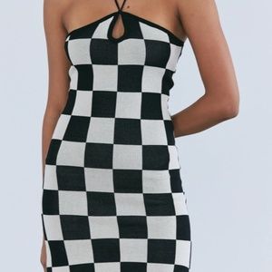 Checkerboard Knit Dress